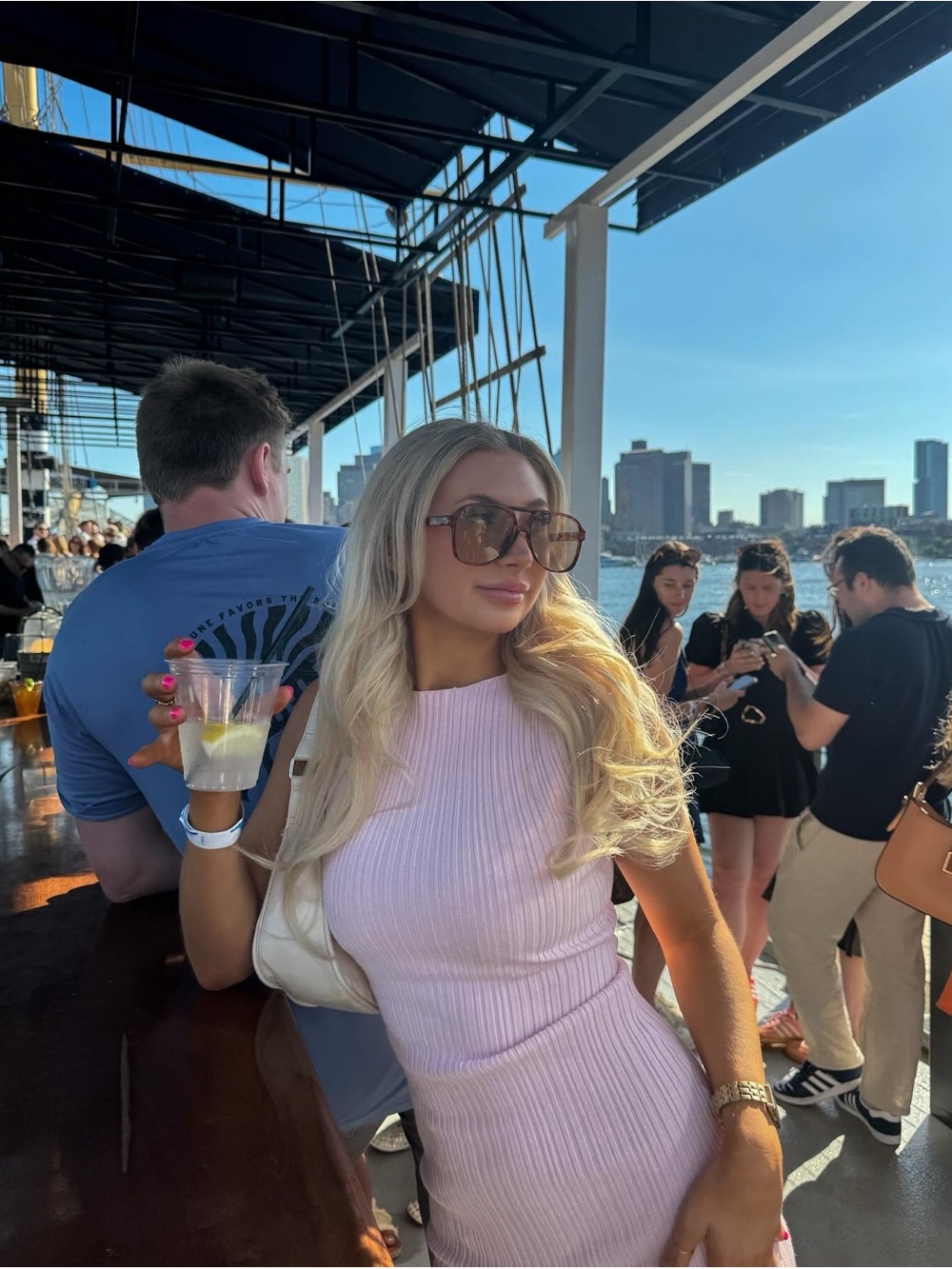 White Fox Boutique Ribbed Light Pink Mini Dress
